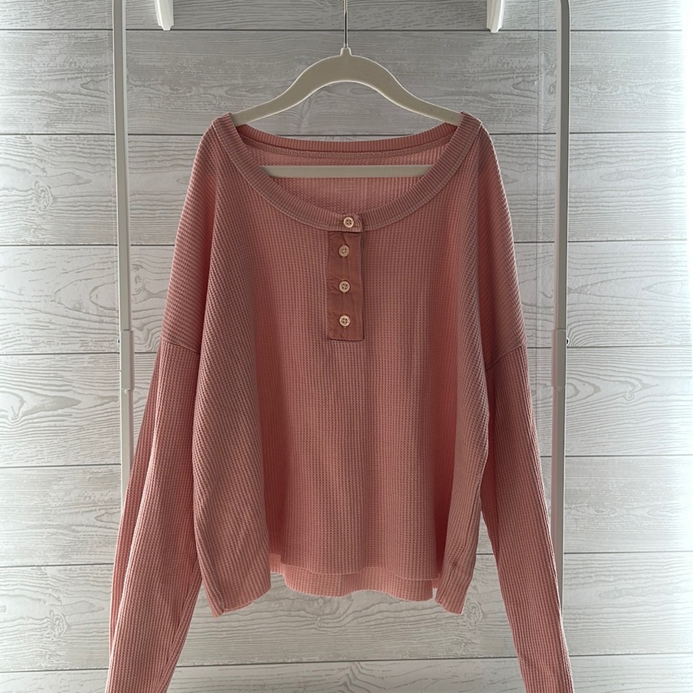 American Eagle Waffle Cropped Long Sleeve
